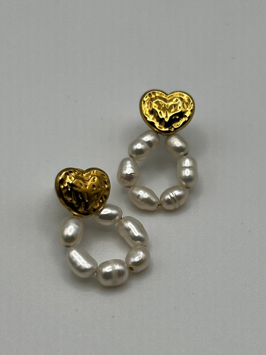 Stainless Steel Pearl Hearts