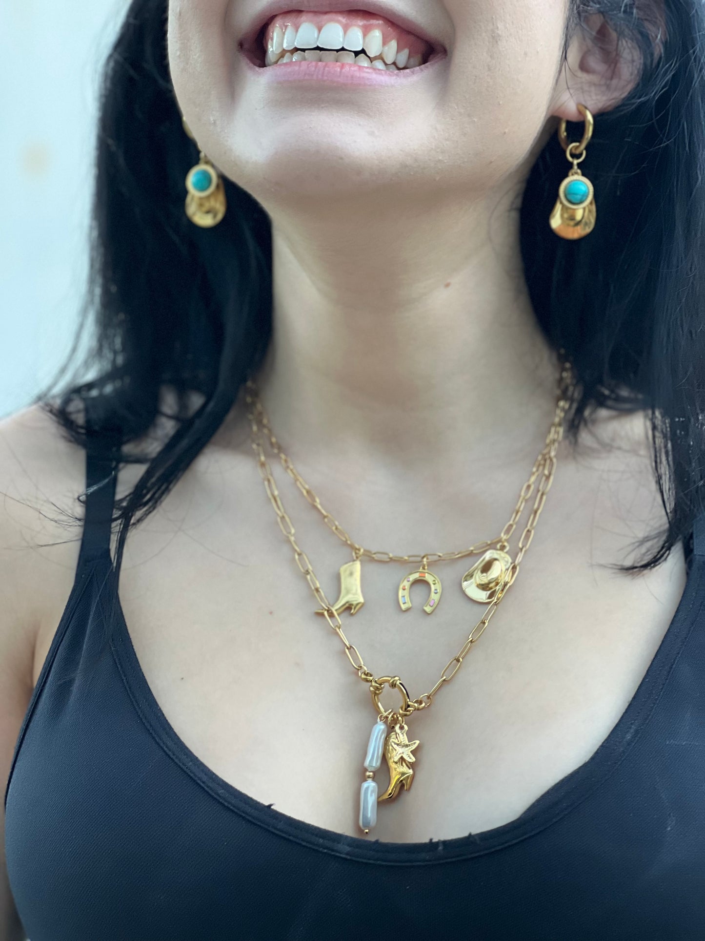 Golden Rodeo Charm Stainless Steel Necklace