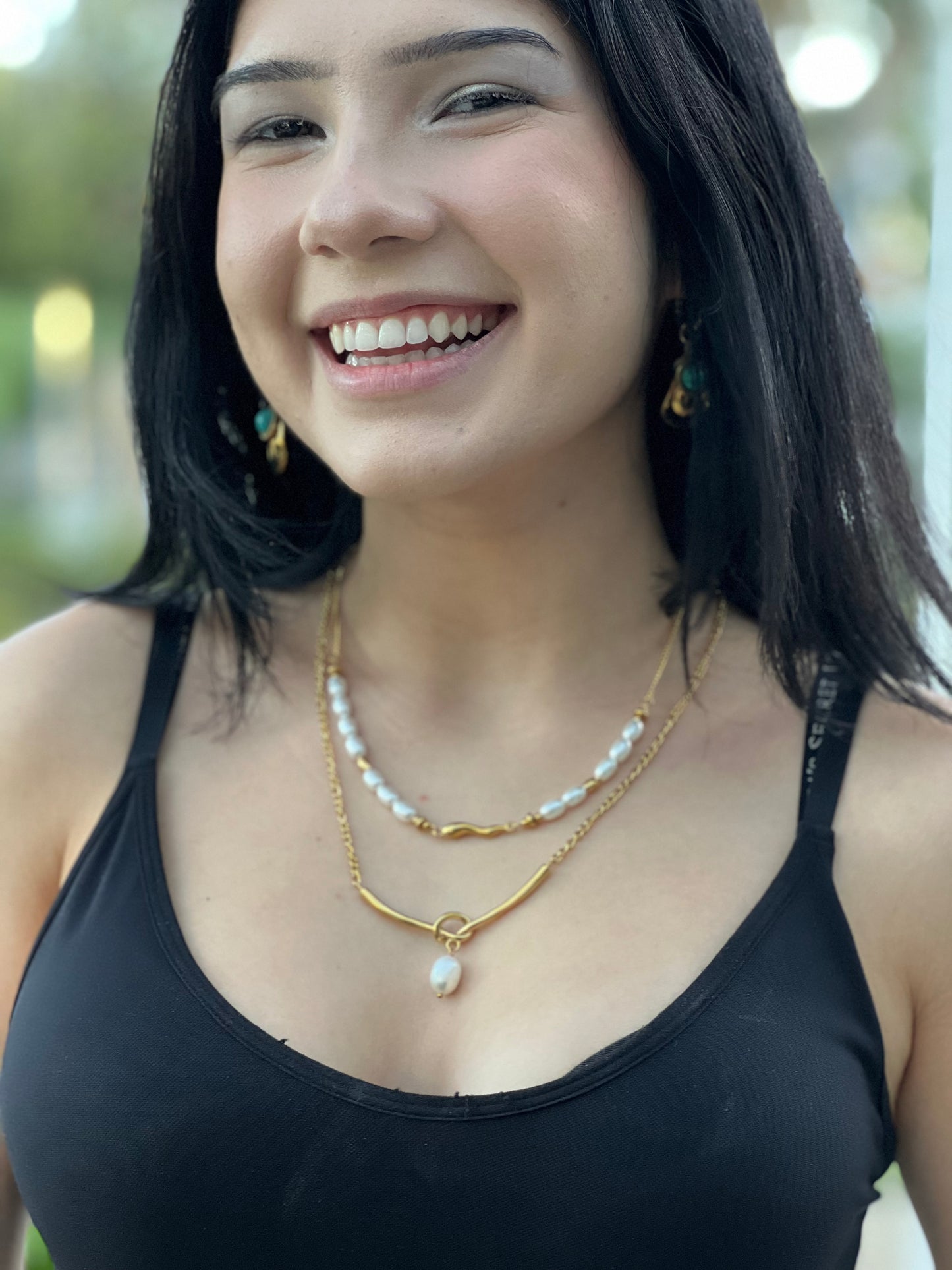 Half & Half Pearl Cuban Stainless Steel Necklace