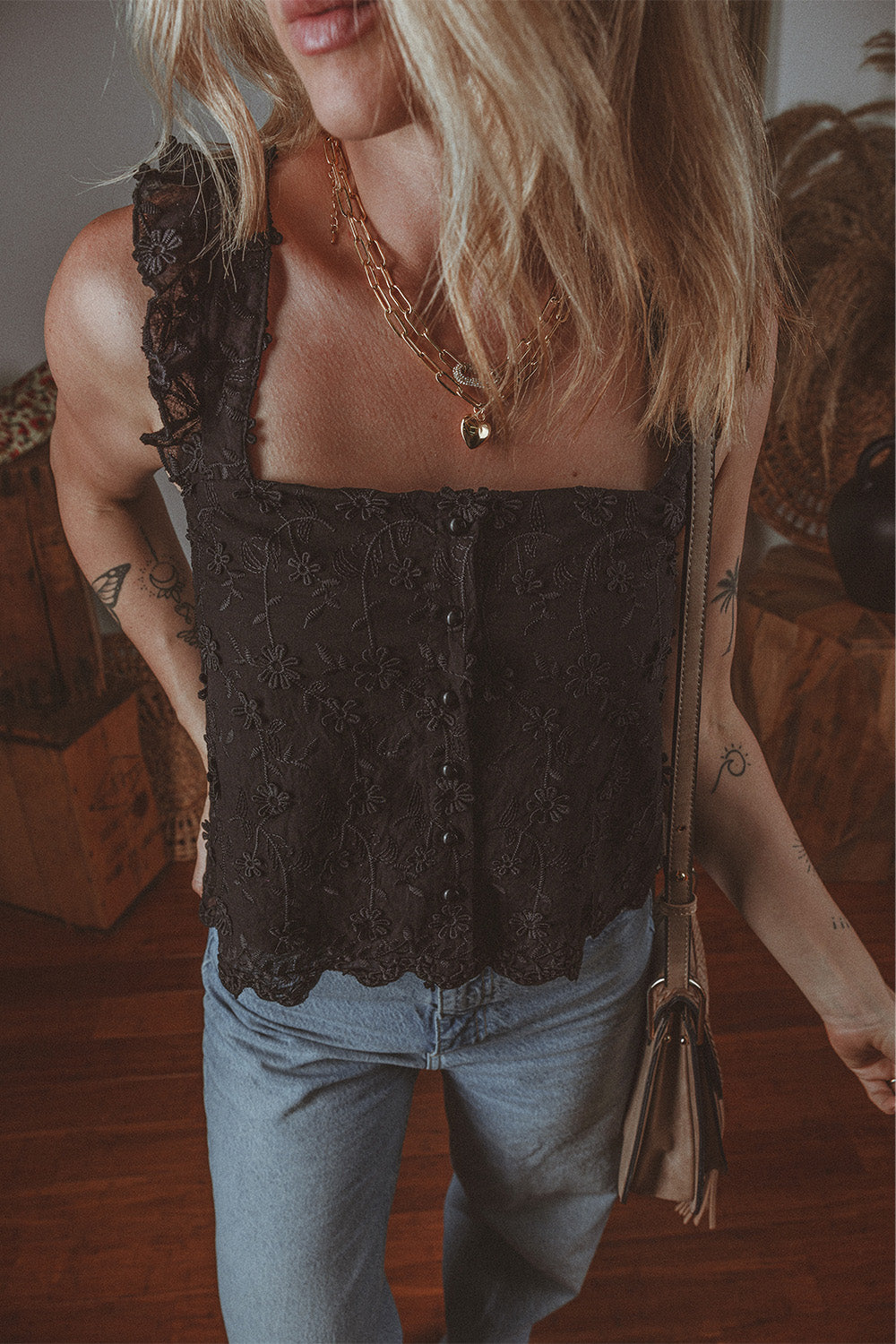 Flora Embroidered  Tank Top