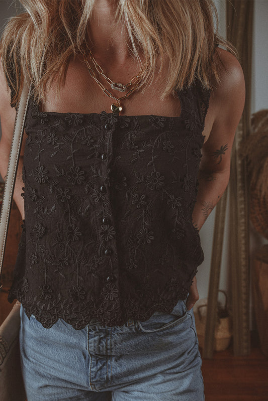 Flora Embroidered  Tank Top