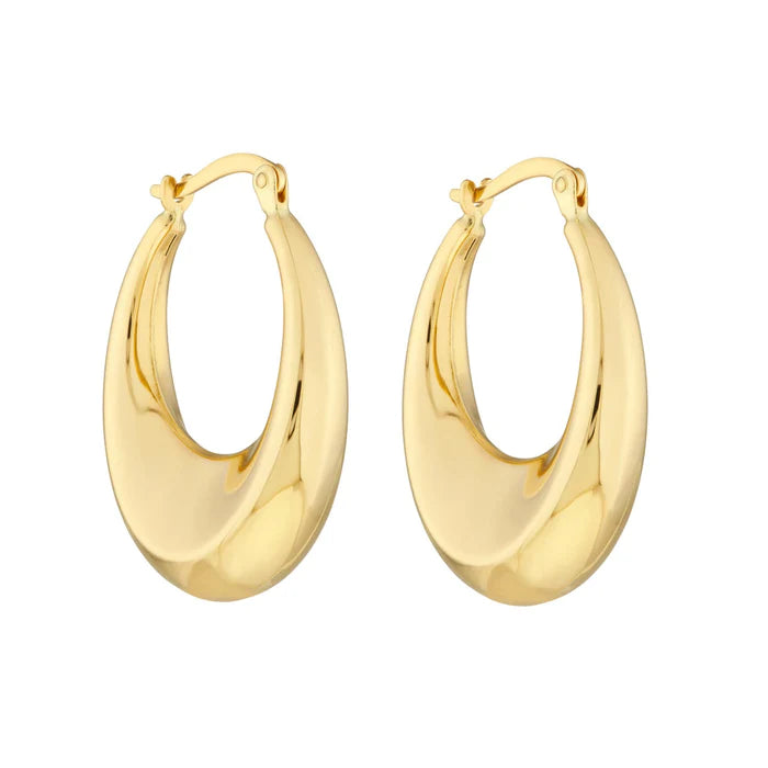 Oval Puffy Hoop 18k  Gold Filled Earrings