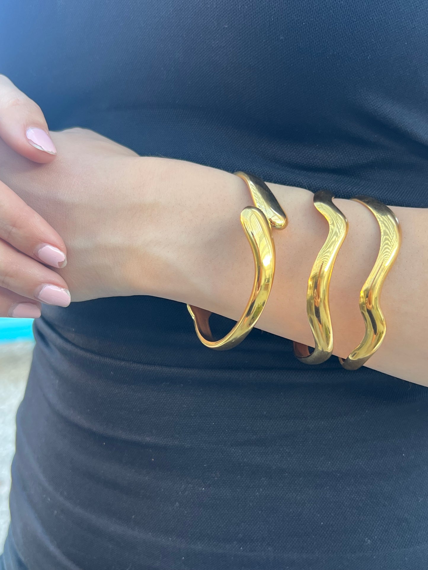 Earthen Glow Stainless Steel Gold Cuff