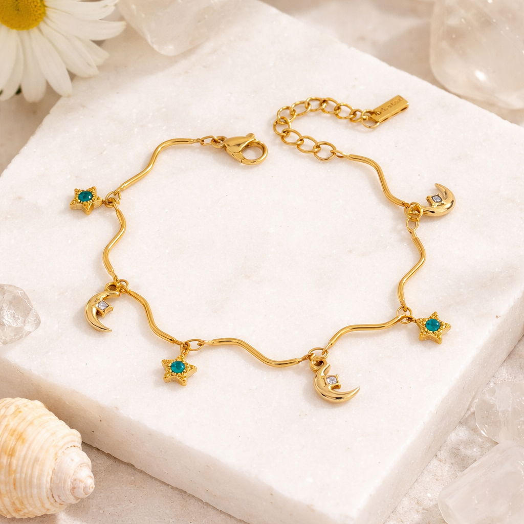 Luna Stella Charm Stainless Steel Bracelet