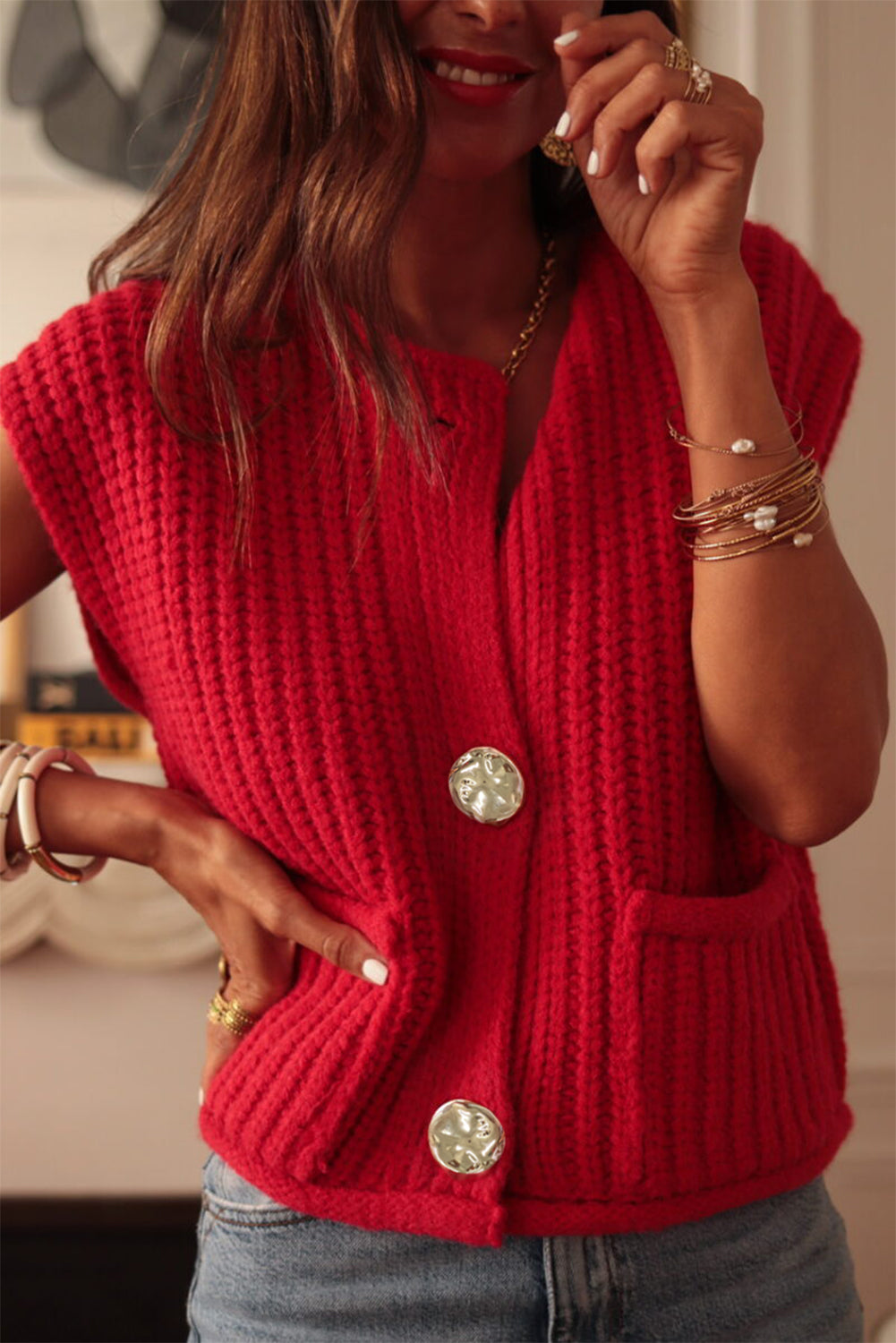 Scarlet Red  Sweater Vest