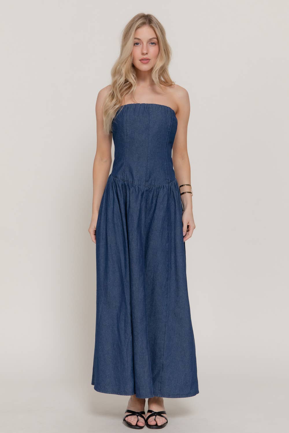 Mila Denim Tube Midi Dress