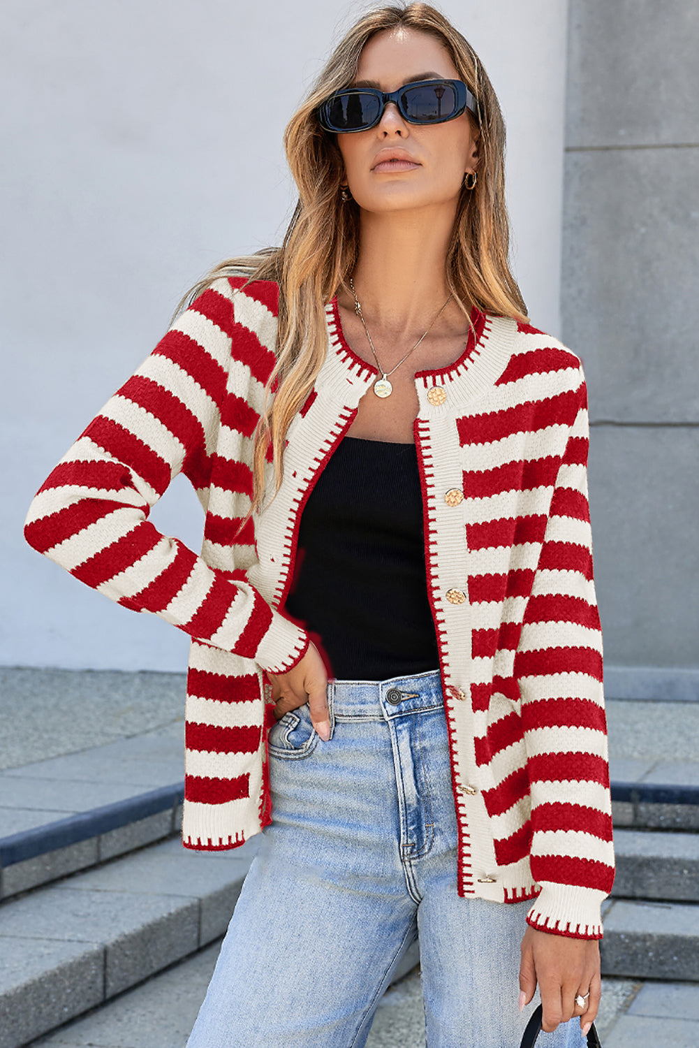 Stripe Chic Golden Cardigan