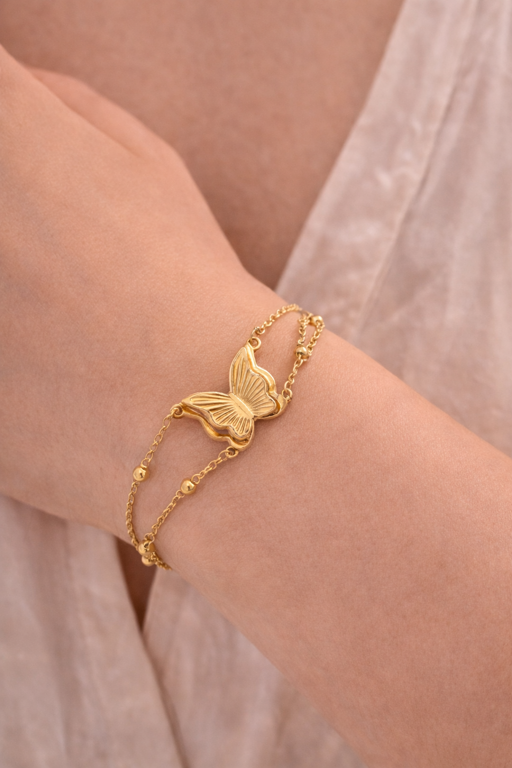 Double Butterfly Stainless Steel Bracelet