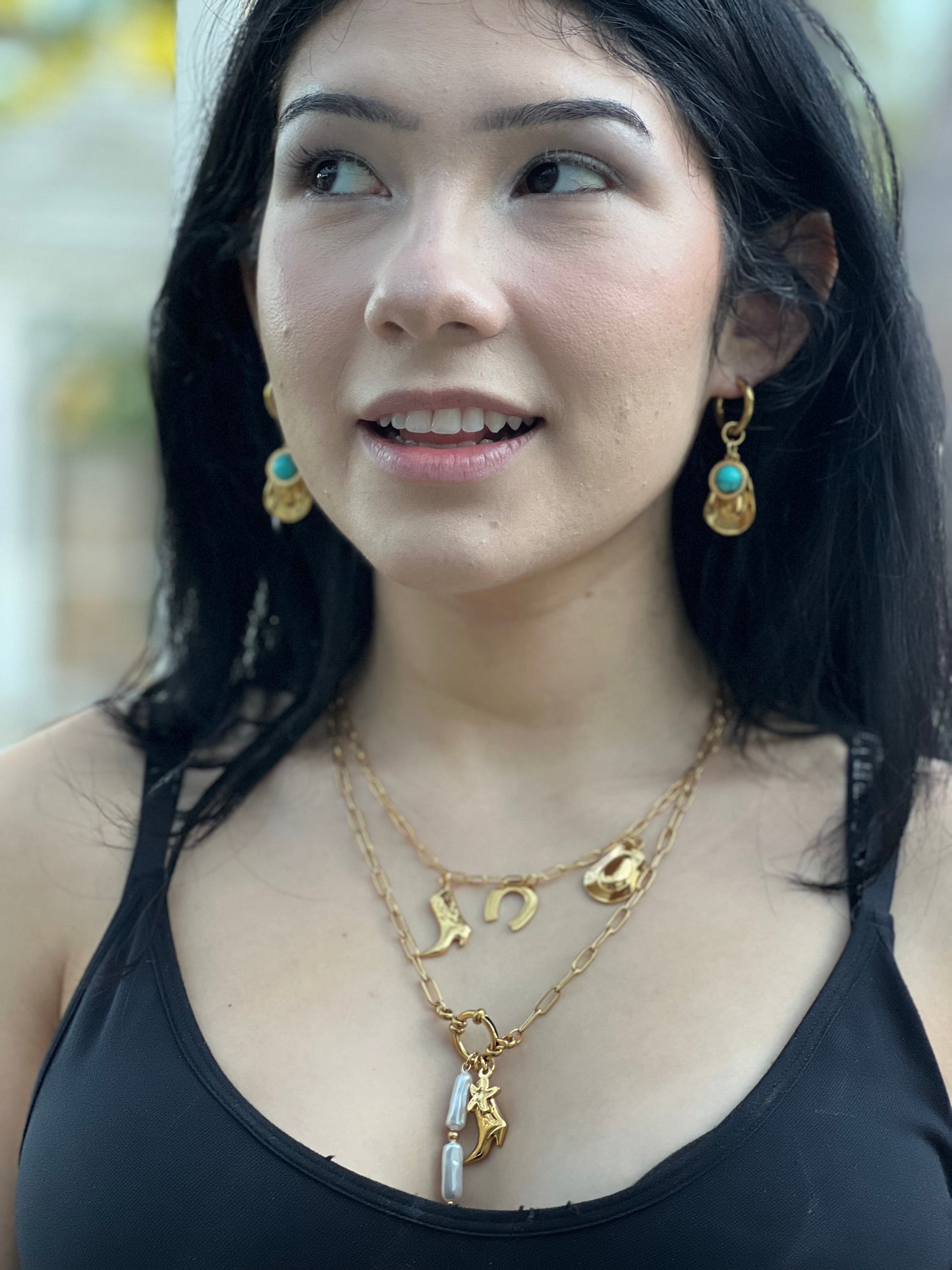 Golden Rodeo Charm Stainless Steel Necklace
