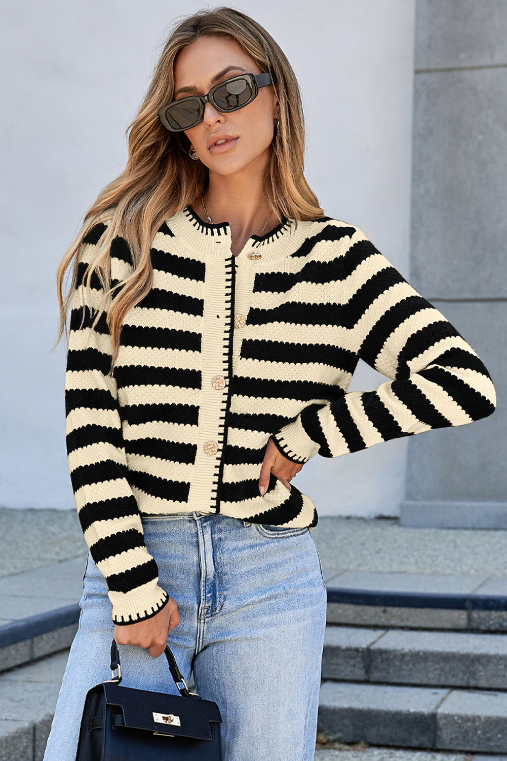 Stripe Chic Golden Cardigan