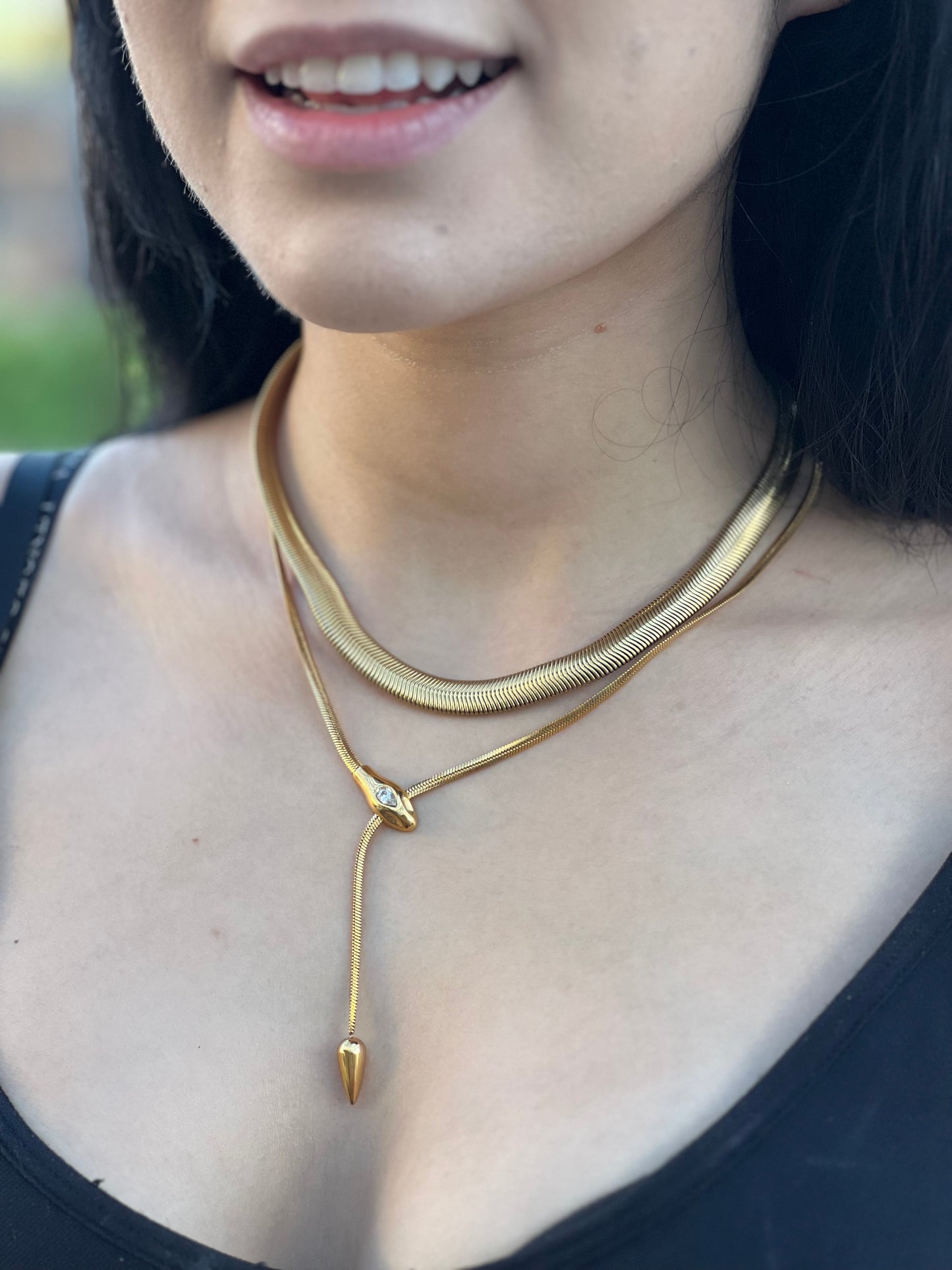 Serpent Glow Stainless Steel Necklace