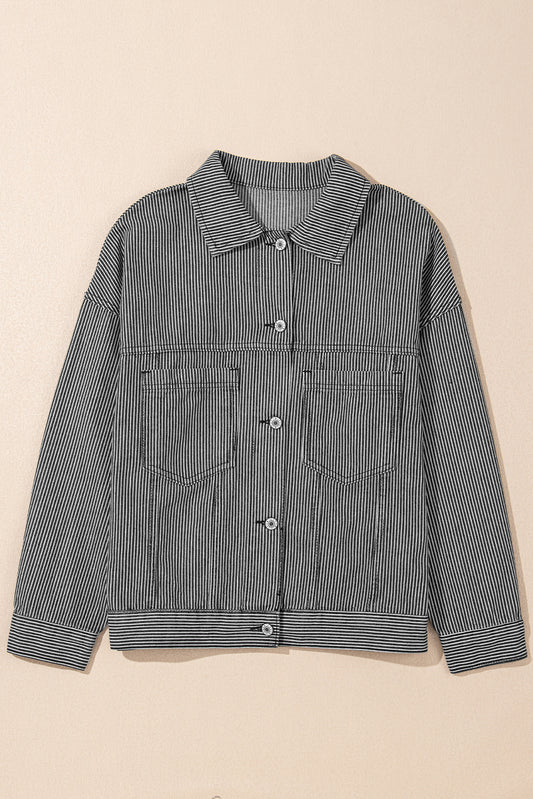 Mila Stripe Oversize Denim Jacket