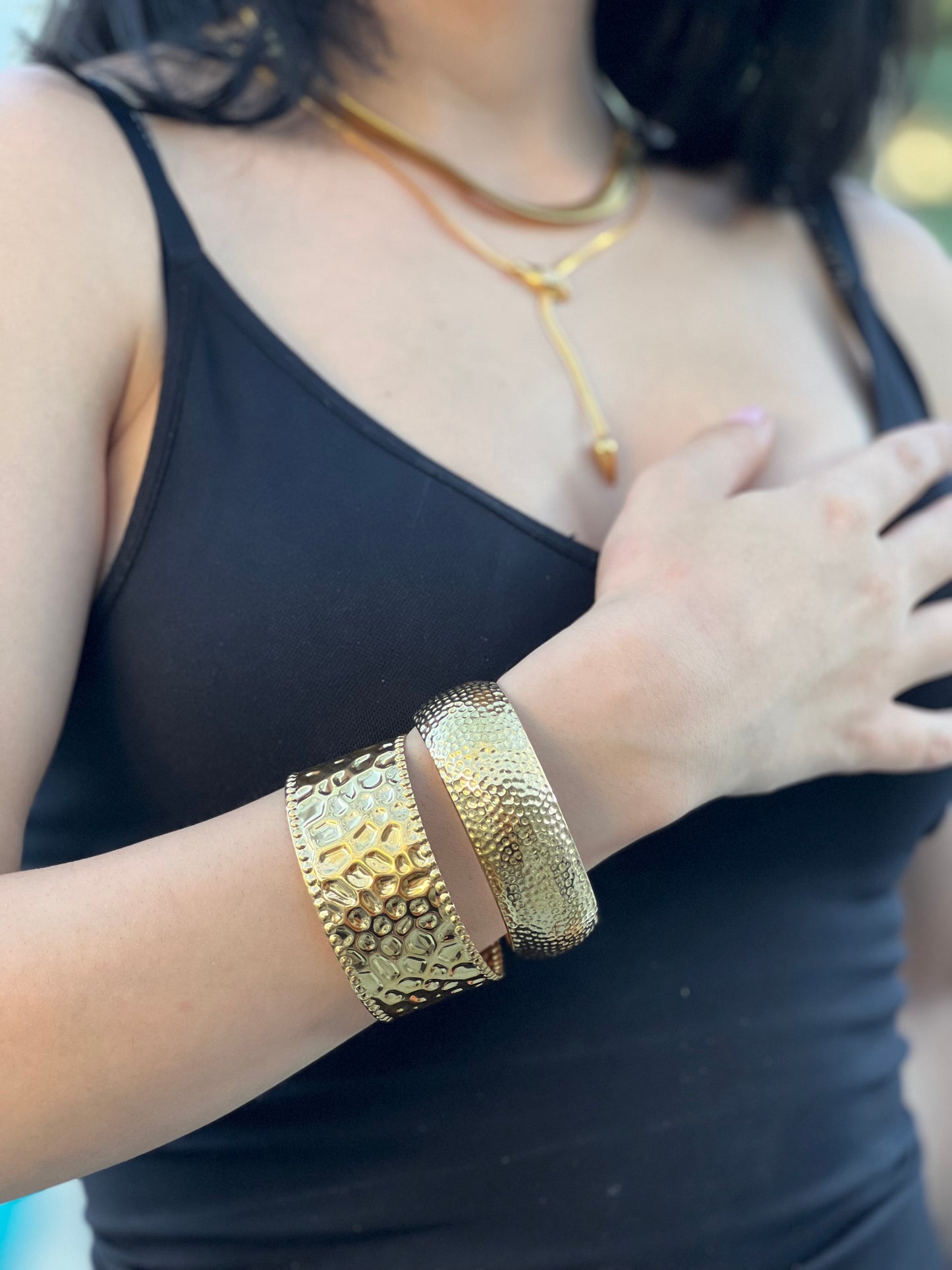 Radiant Arc  Stainless Steel Gold Cuff