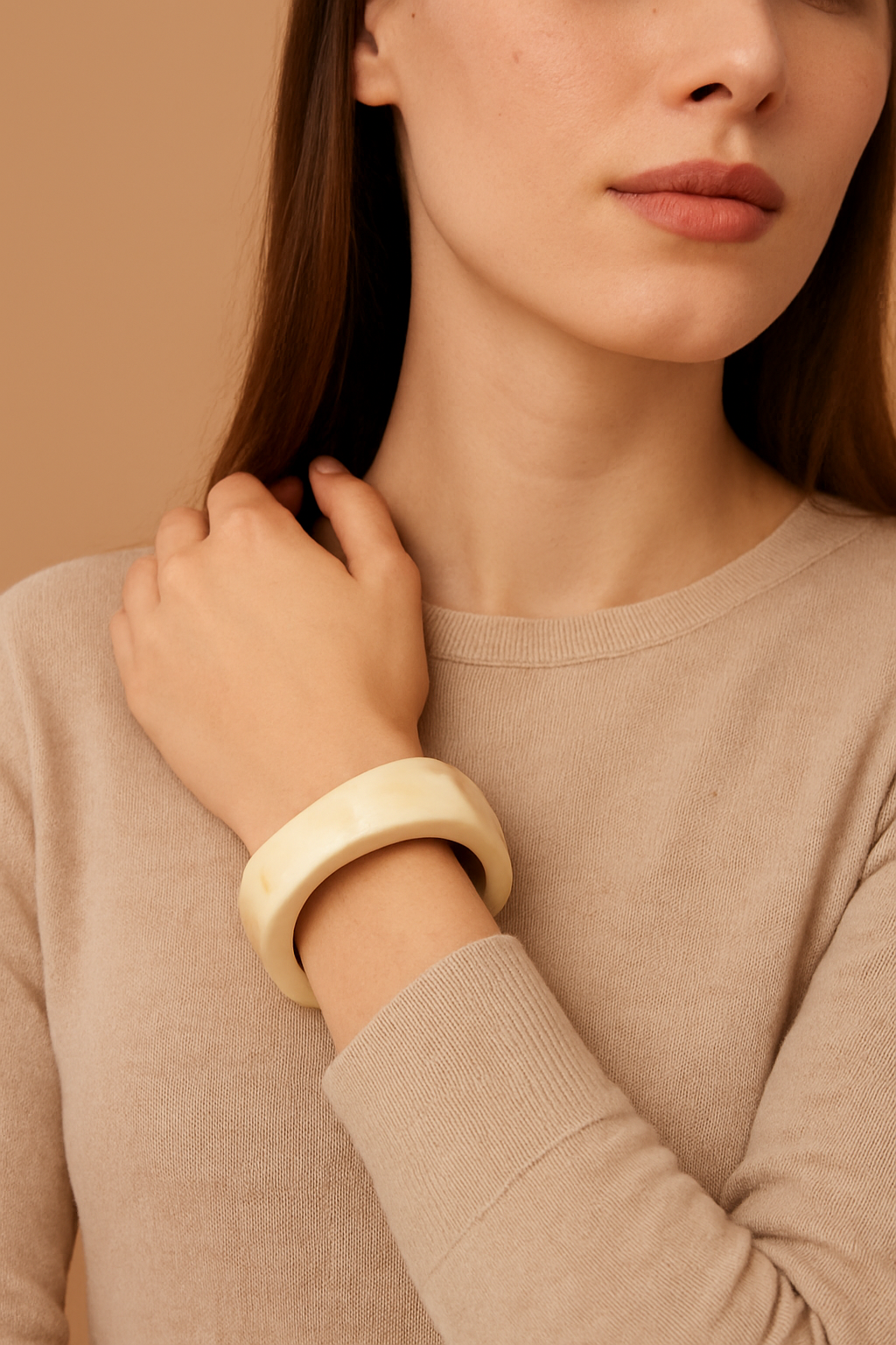 Marbled Geometric Bangle Cream