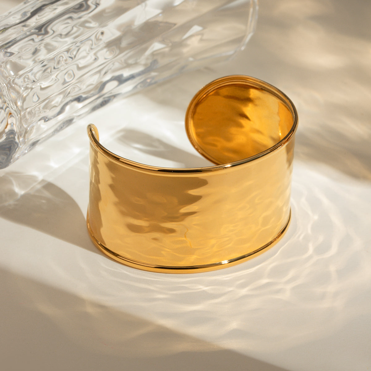 Aurora Hammered Stainless Steel Gold Cuff