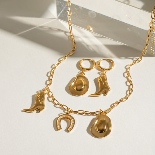 Golden Rodeo Charm Stainless Steel Necklace