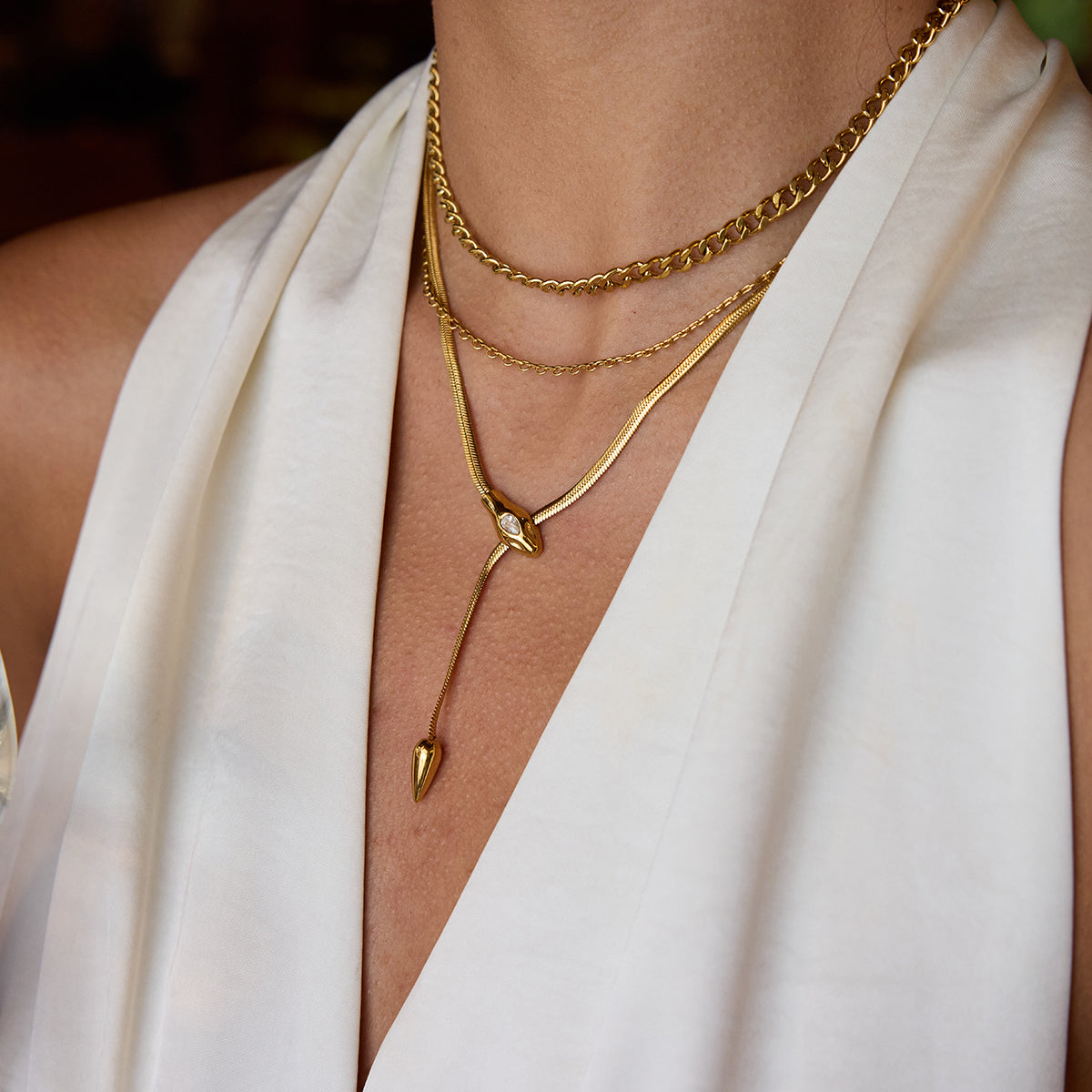 Serpent Glow Stainless Steel Necklace