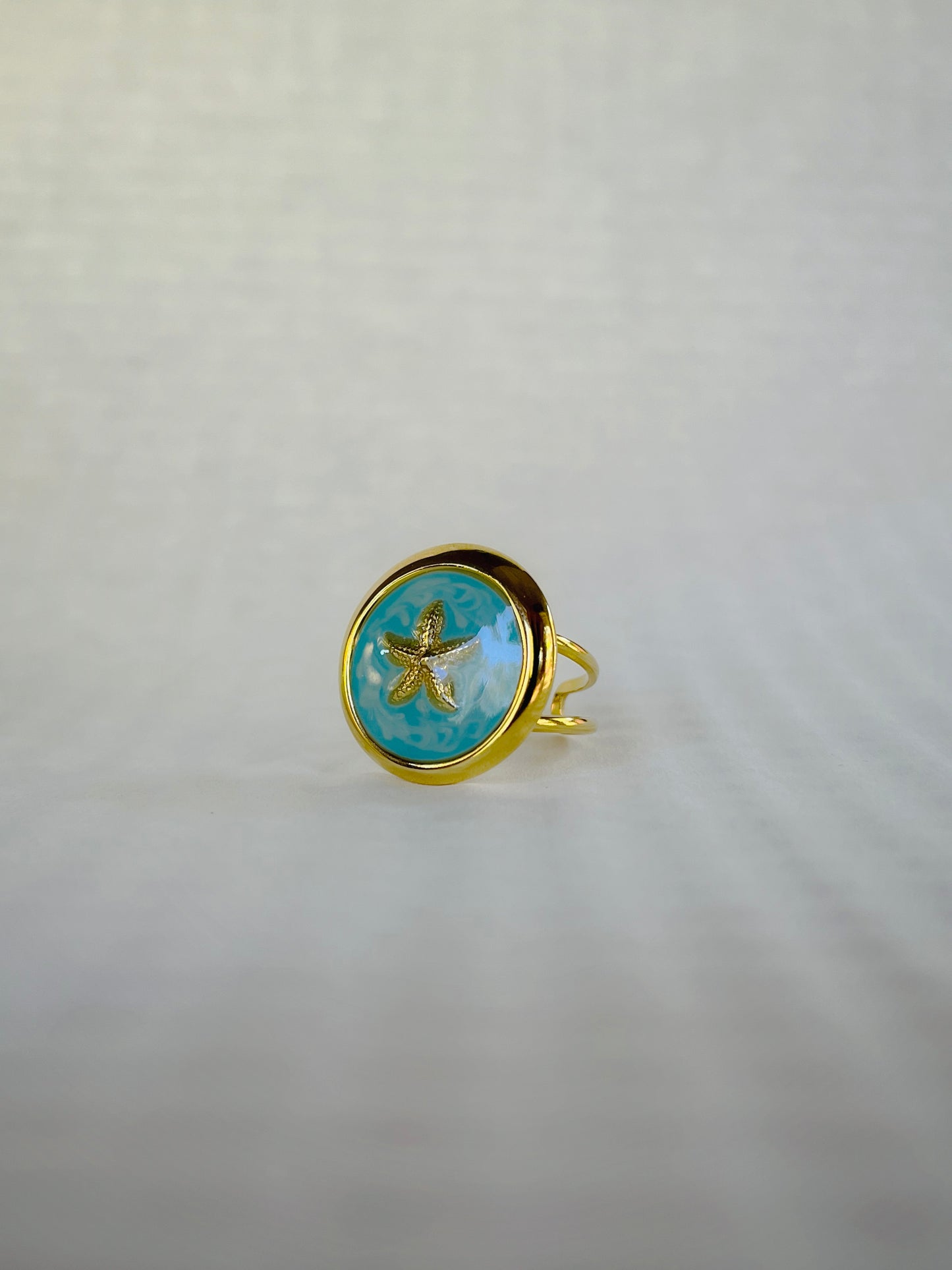 Golden Starfish Ocean Stainless Steel Adjustable Ring