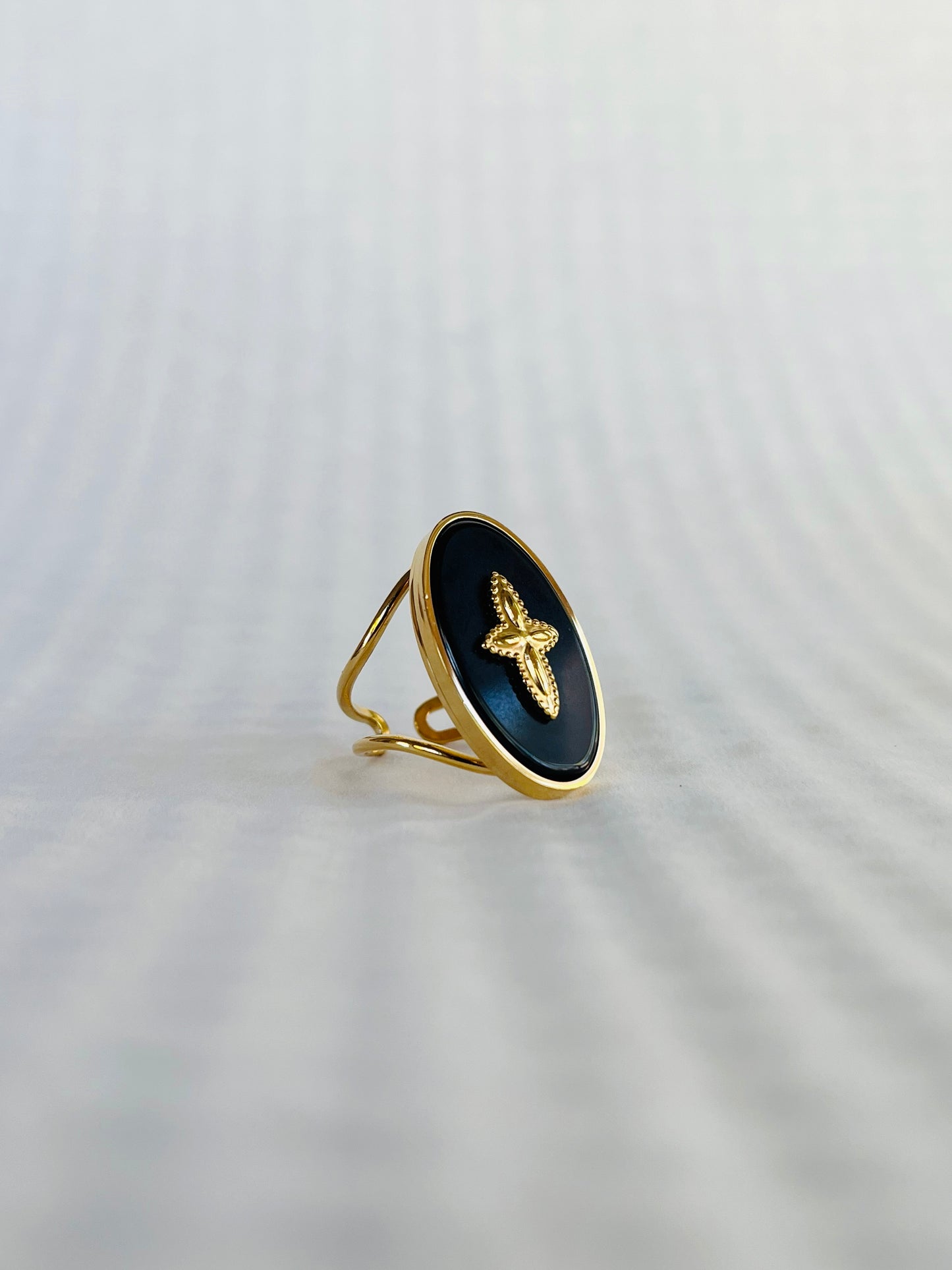 MIdnight Stainless Steel Adjustable Ring