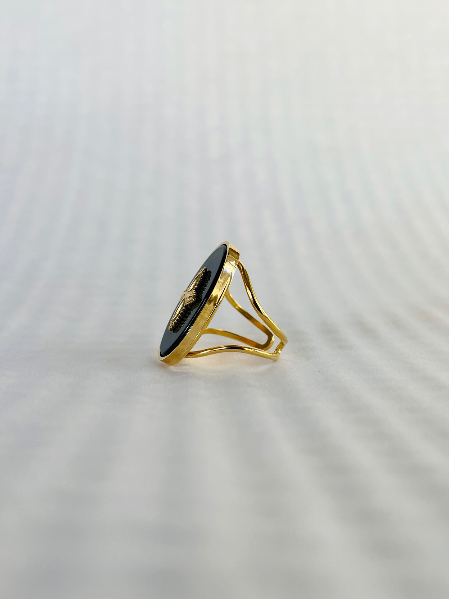 MIdnight Stainless Steel Adjustable Ring