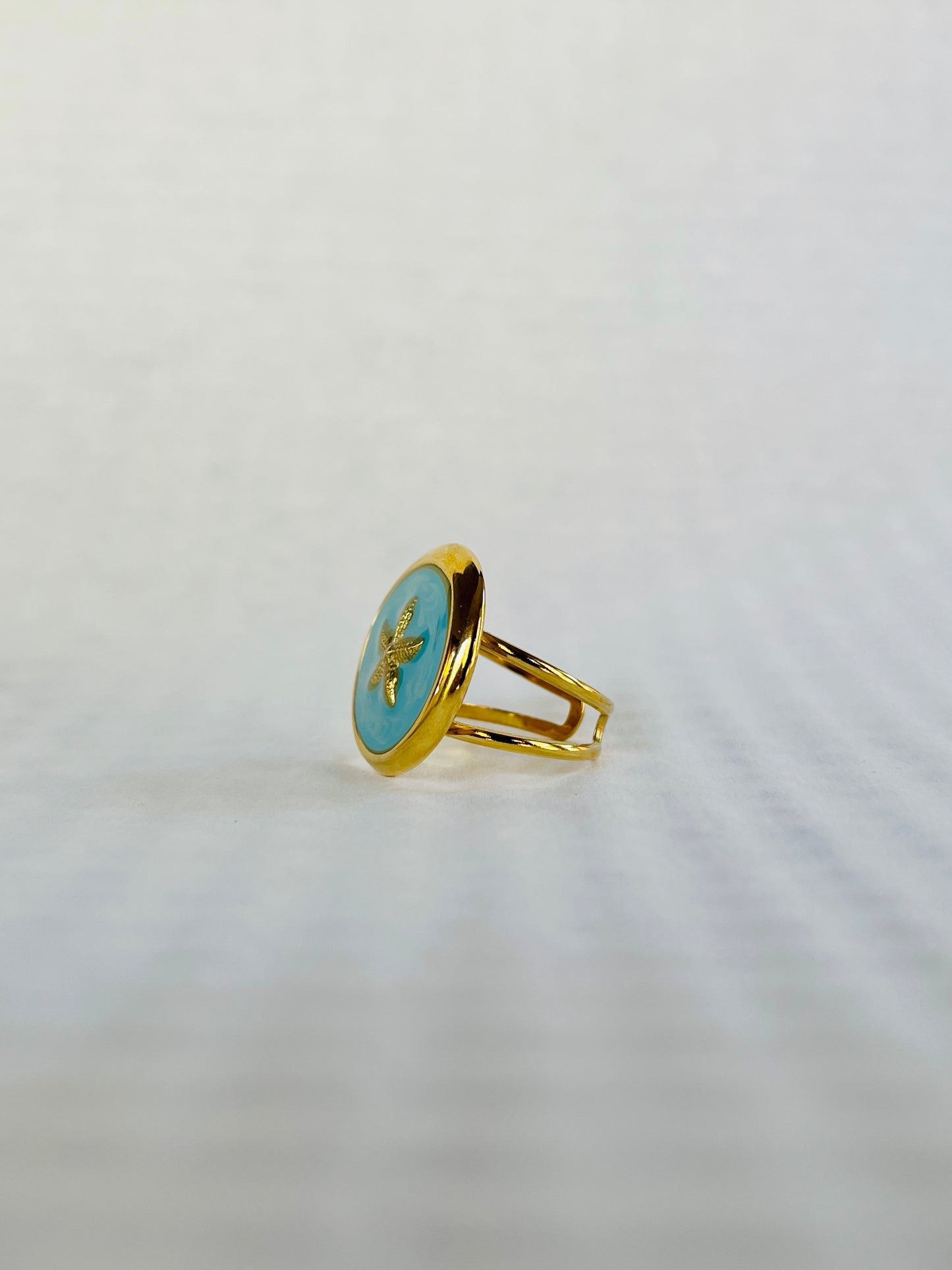 Golden Starfish Ocean Stainless Steel Adjustable Ring
