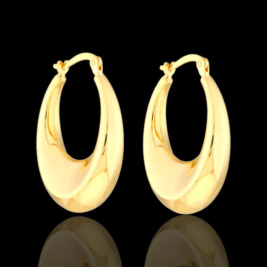 Oval Puffy Hoop 18k  Gold Filled Earrings