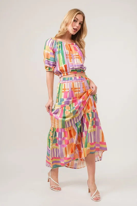 bohemian rainbow tiered maxi dress Iliana Multicolored Maxi Large