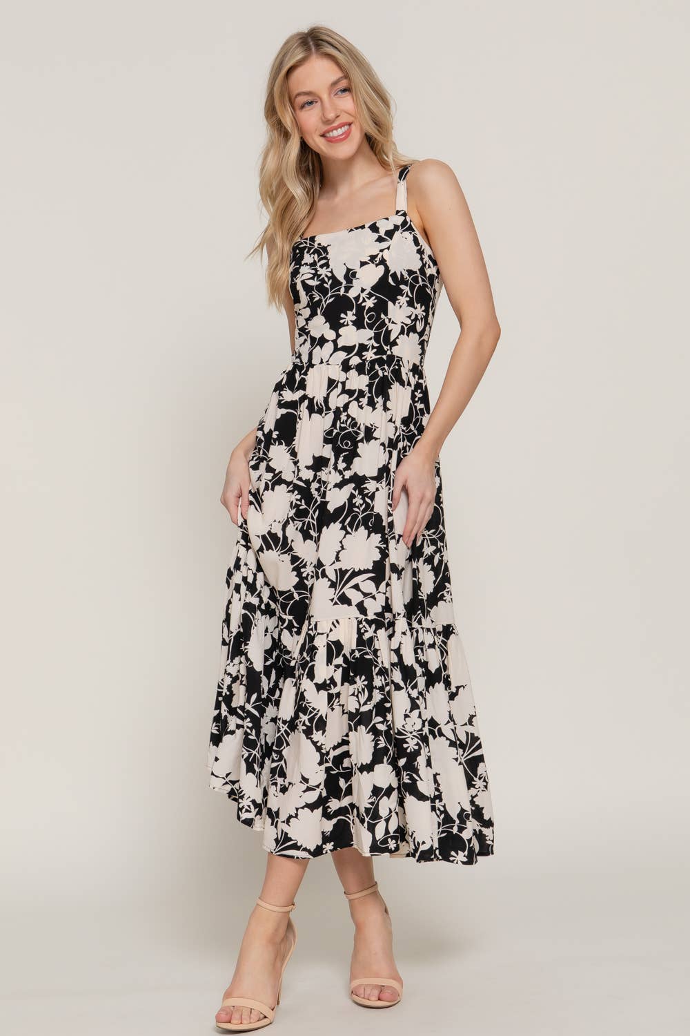 VIctoria Floral Print Cami Midi Dress