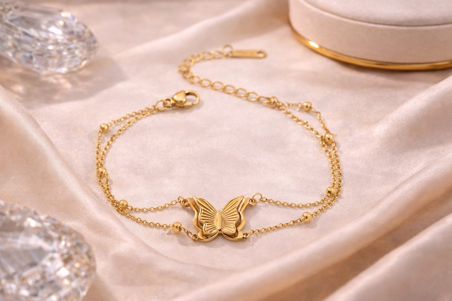 Double Butterfly Stainless Steel Bracelet