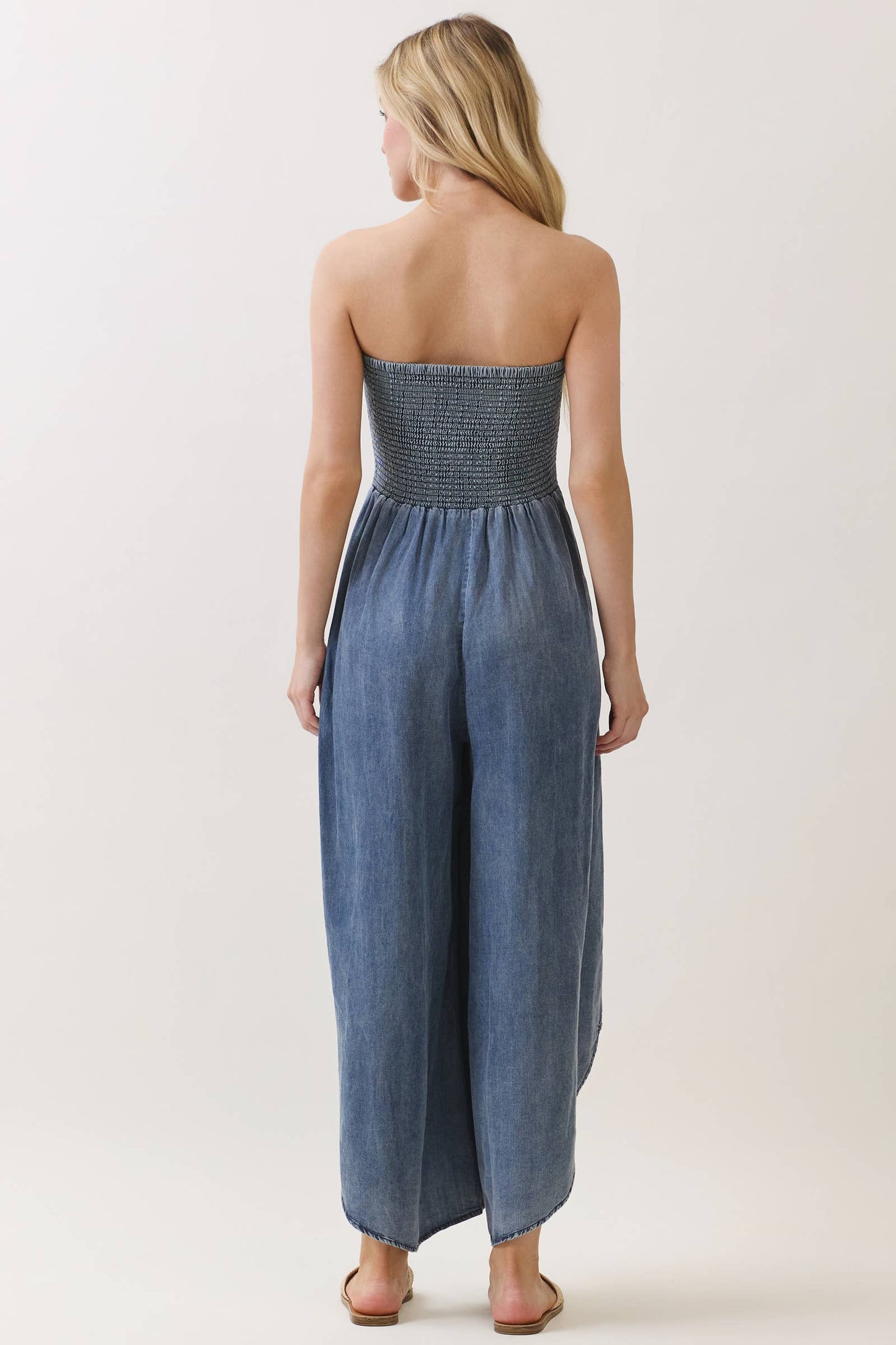 Delilah Denim Smocked Jumpsuit
