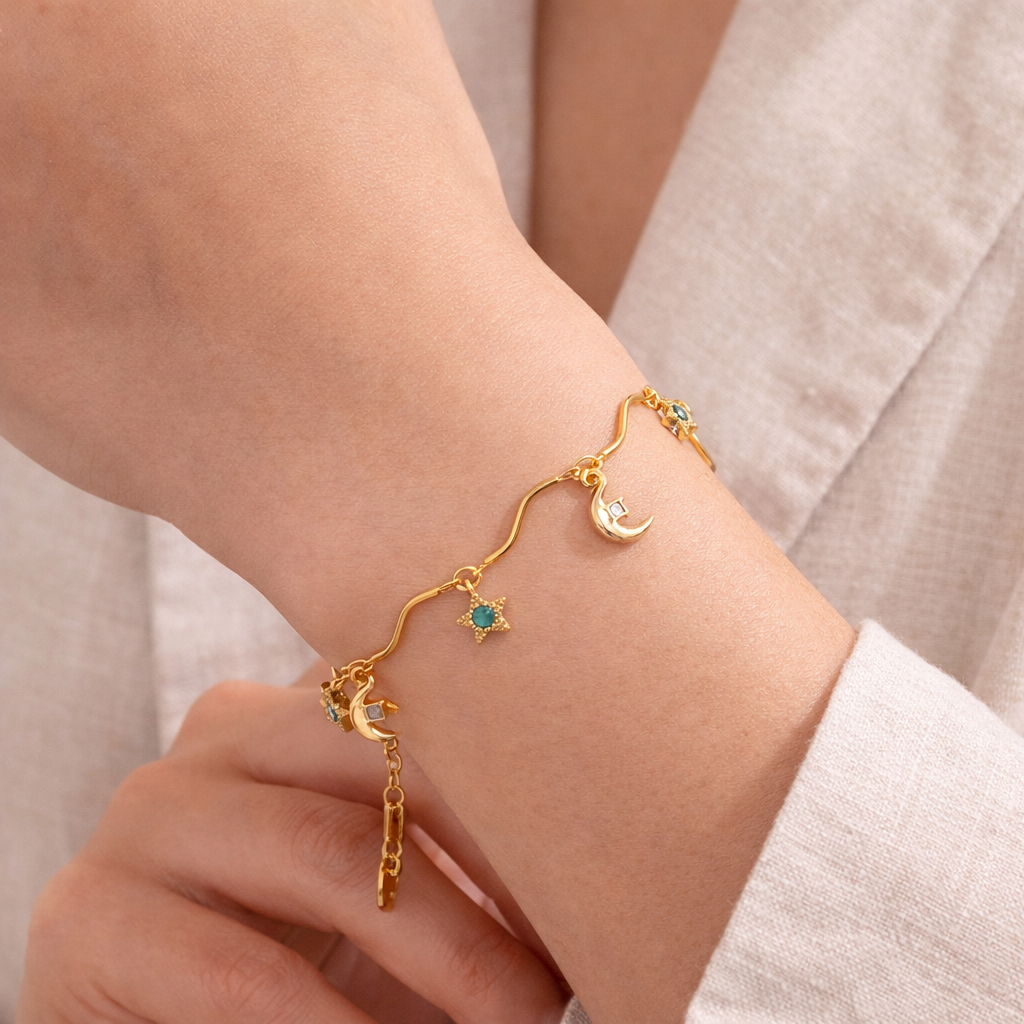 Luna Stella Charm Stainless Steel Bracelet
