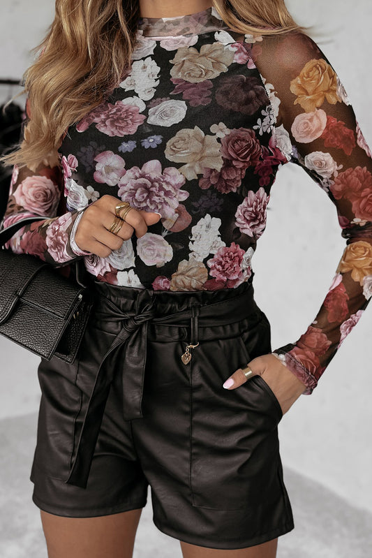 Hazel Mesh Floral Print Top