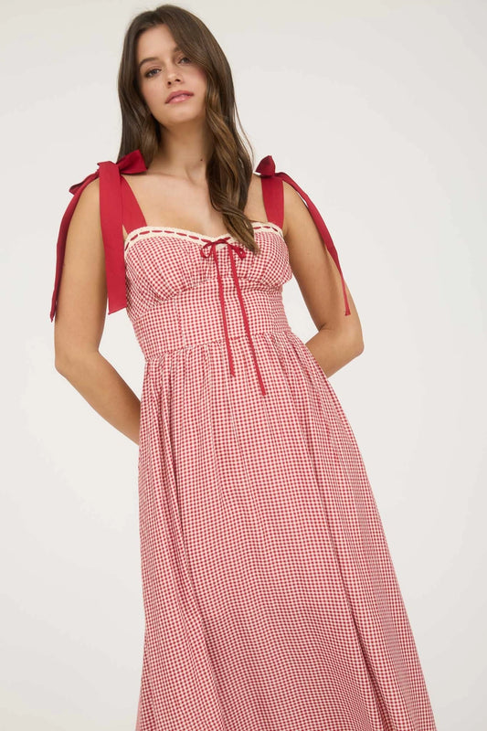 Sweetheart Plaid Midi Dress