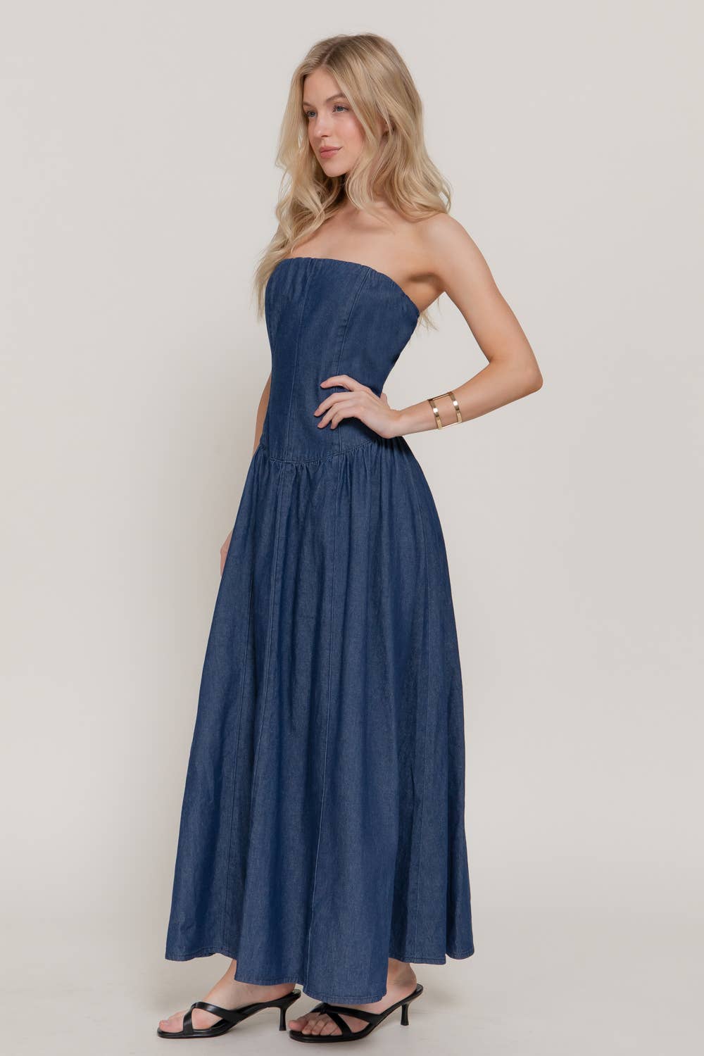 Mila Denim Tube Midi Dress