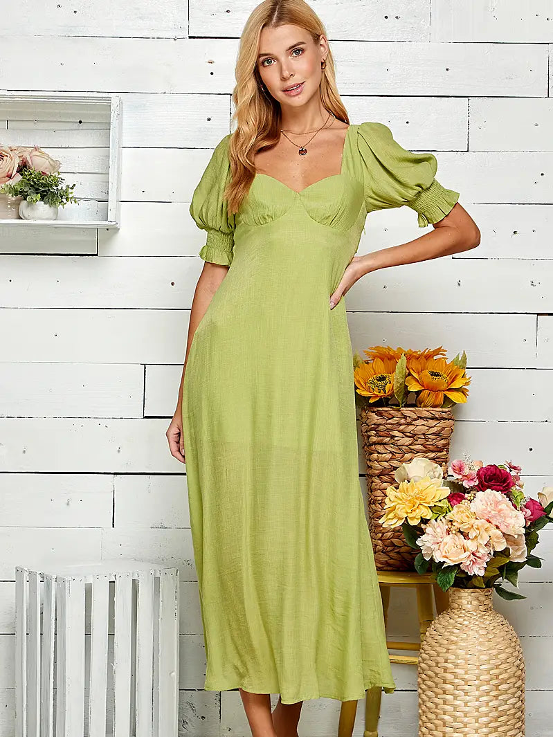 Lime Puff Dress