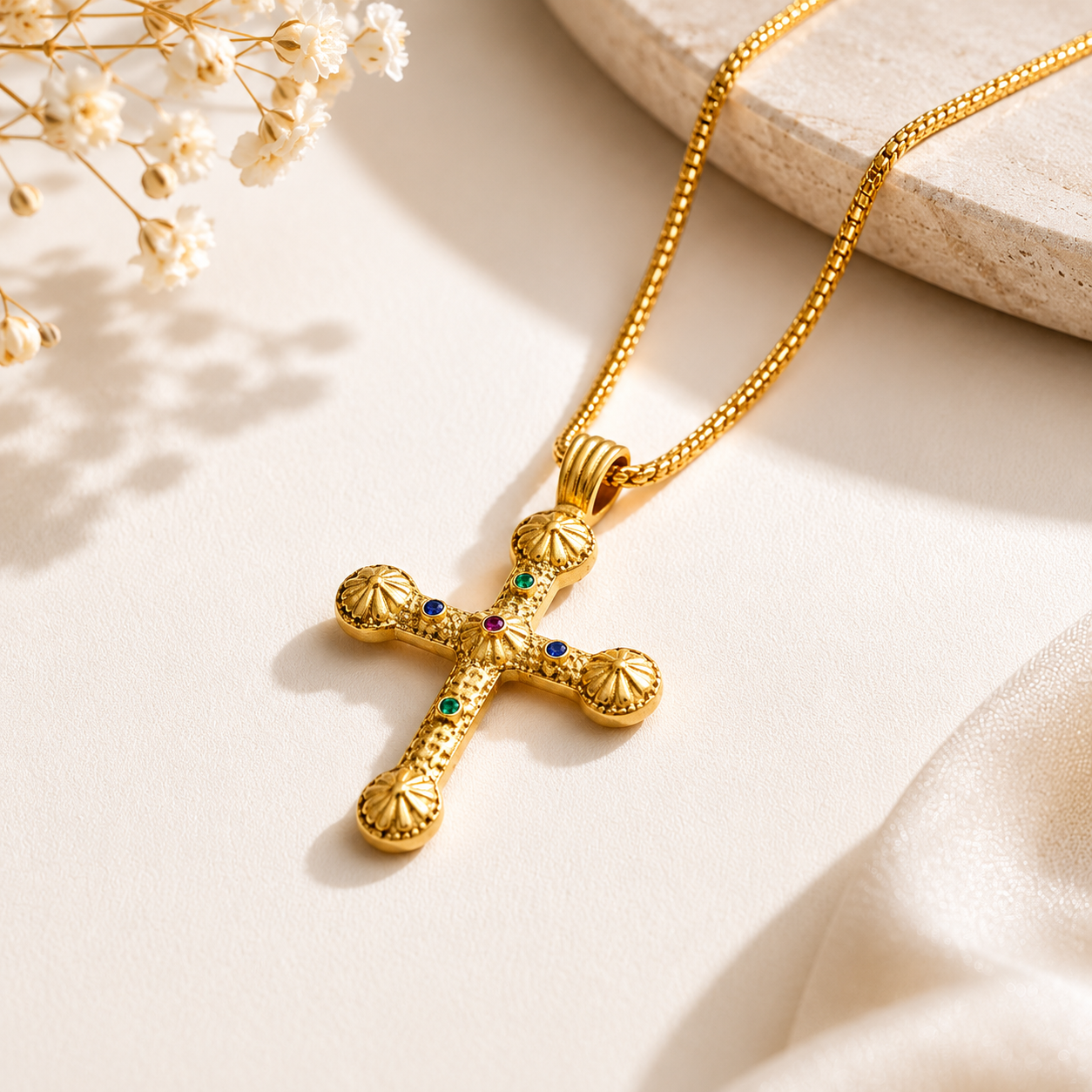 Stainless Steel Timeless Gold Cross Necklace