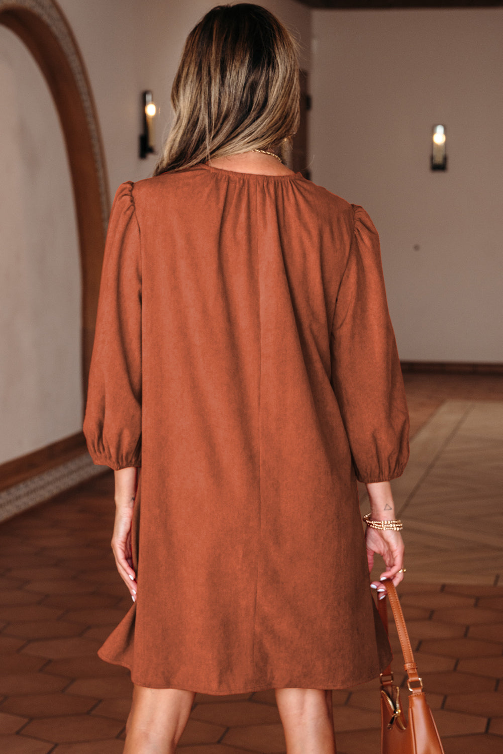 Cinnamon Scallop Mini Dress