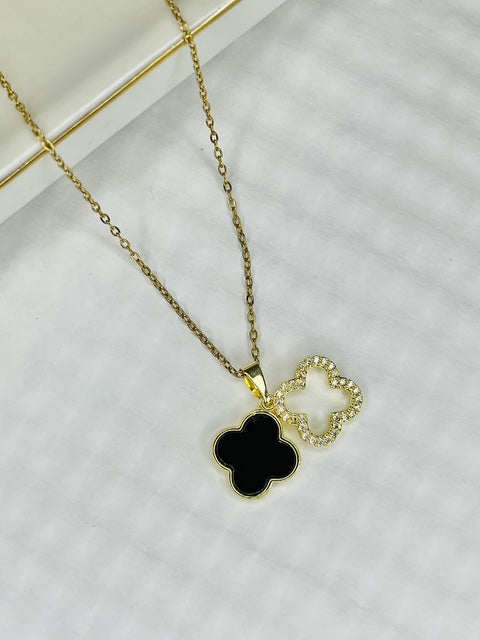Midnight Clover Stainless Steel Necklace