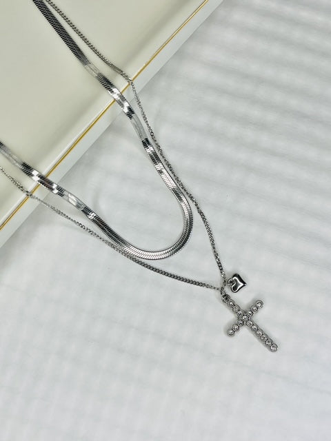 Trinity Cross Stainless Steel Necklace