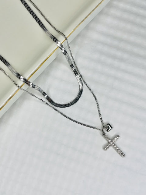 Trinity Cross Stainless Steel Necklace