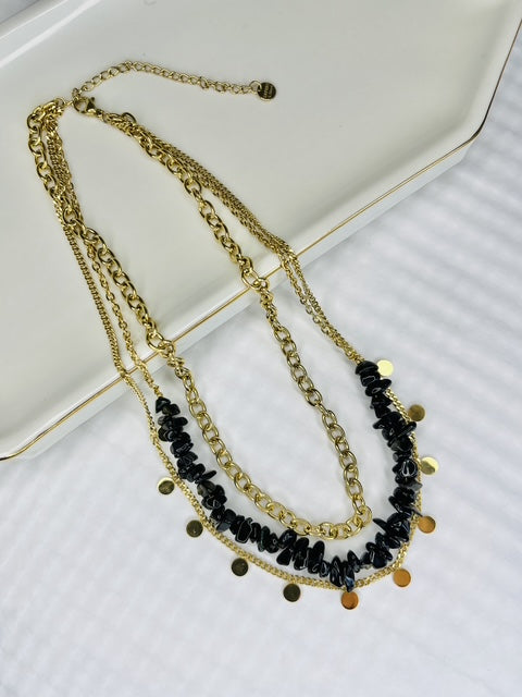 Noir Layers Stainless Steel Necklace