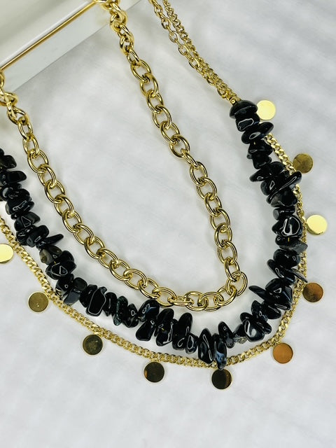 Noir Layers Stainless Steel Necklace