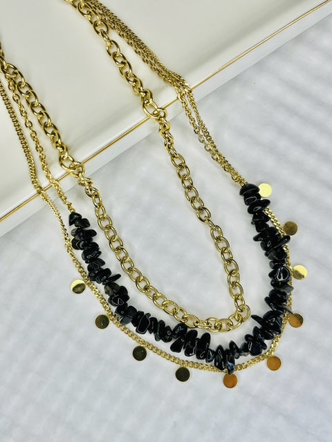 Noir Layers Stainless Steel Necklace