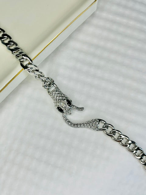 Stainless Steel Serpentine Link Chain Necklace