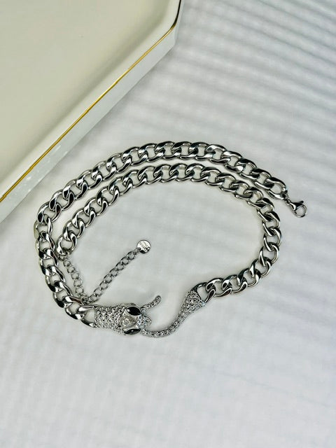 Stainless Steel Serpentine Link Chain Necklace